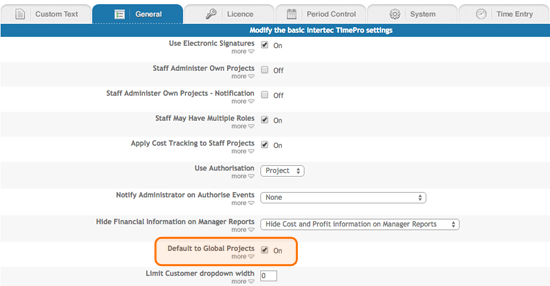 Ability to default your preference for Global Project/Staff assignment