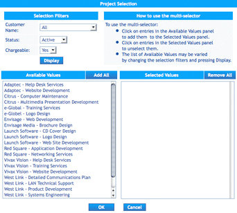 The multi-selector screen.